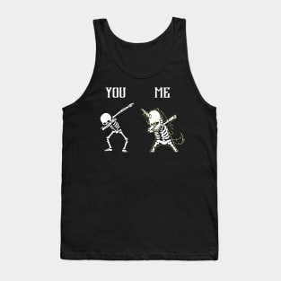 You Vs Me Skeleton Unicorns Rainbow Dabbing Funny Tank Top